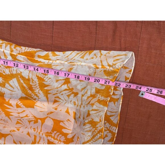 Milly Orange Floral Sheer Ruffle Pullover Tie Neckline Women's Blouse Size 6 - Picture 8 of 9